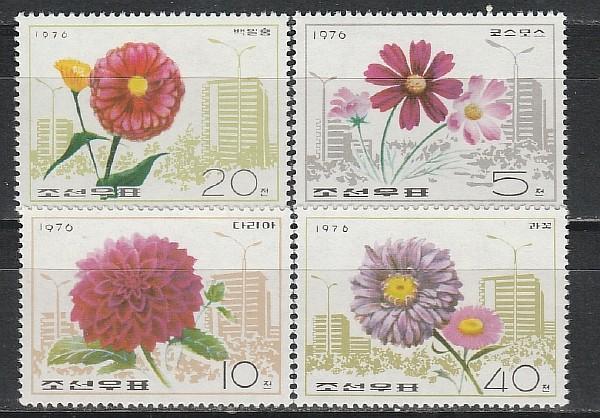 Цветы, КНДР 1976, 4 марки
